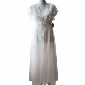 Vintage Tosca Lingerie Womens New Flaw White Lace Nightgown Robe Peignoir Set M